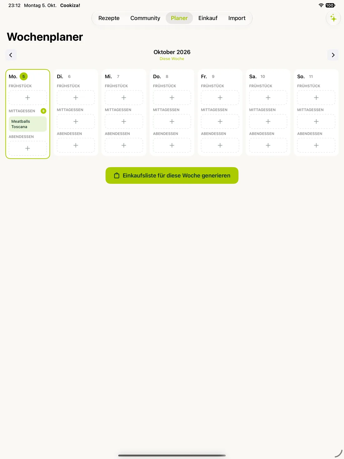 Cookiza! iPad – Planifica tus platos favoritos.